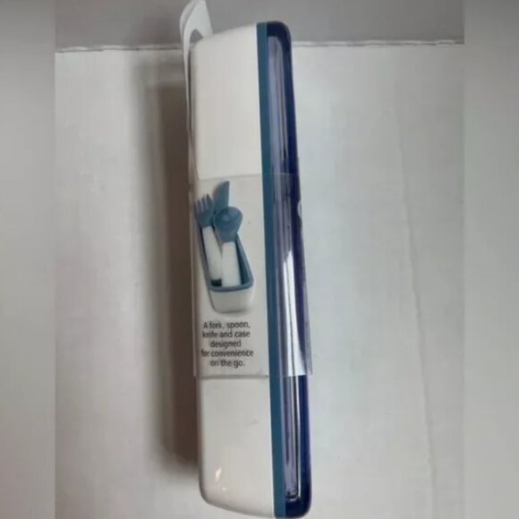 Joie MSC- White/Blue Cutlery On The Go - 1 Spoon, Fork, Knife & Case - Picture 3 of 3